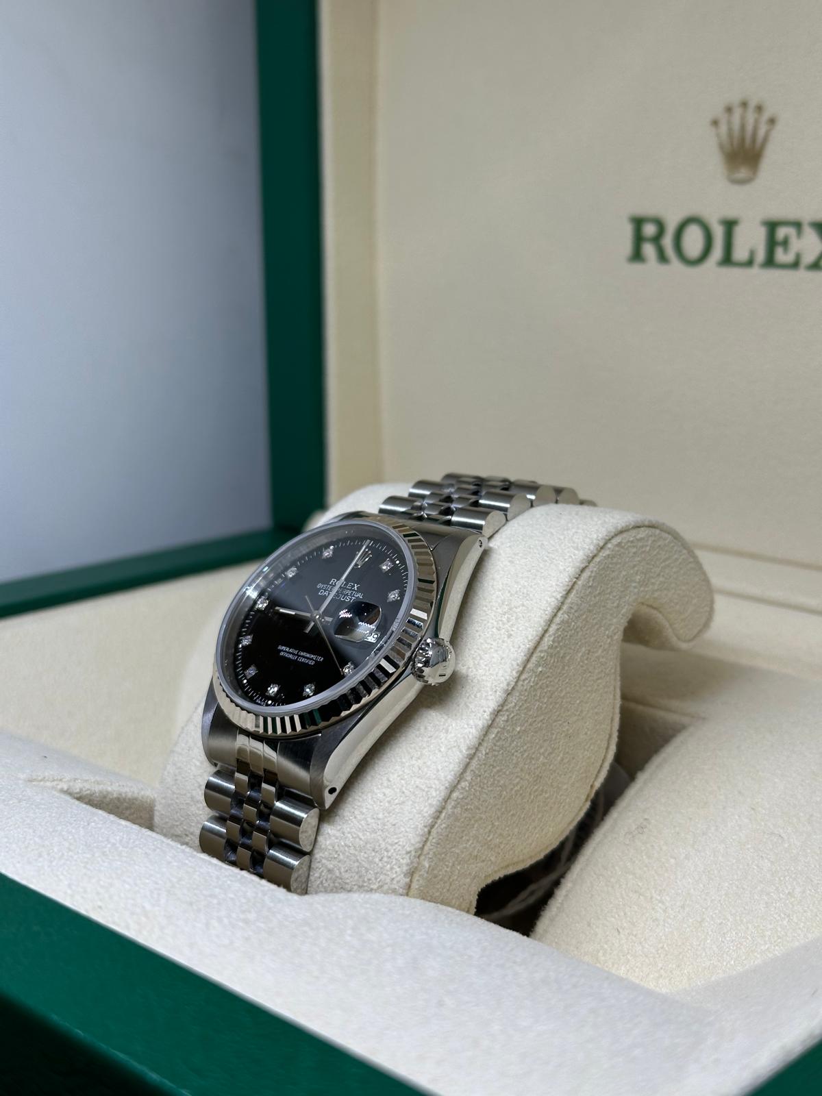 ROLEX DATEJUST NERO ACCIAIO 36MM BRILL