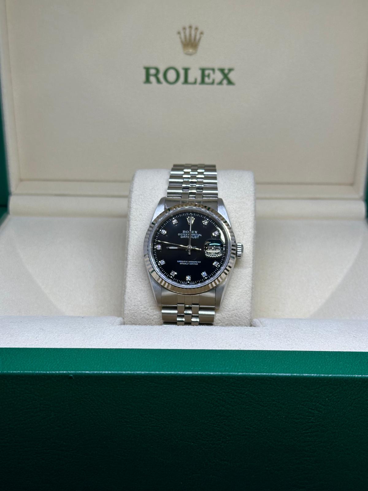 ROLEX DATEJUST NERO ACCIAIO 36MM BRILL
