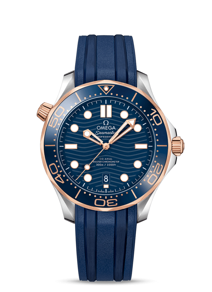 OMEGA DIVER 300 ACCIAIO-ORO ROSA-GOMMA BLU – Gioiellerie Torelli