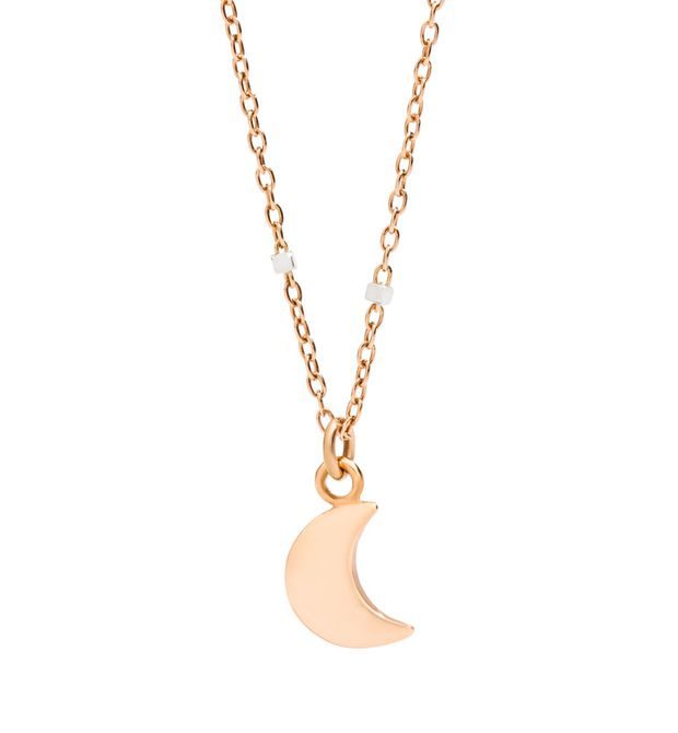Infinite U Collana Con Ciondolo Luna E Stella In Argento 925: Gioiello Delicato In Oro Rosa, Regalo Per Lei