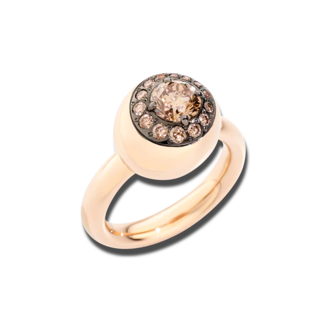 ANELLO NUVOLA 1 DIAMANTE BROWN 1CT E 14 DIAMANTI BROWN 0,30CT