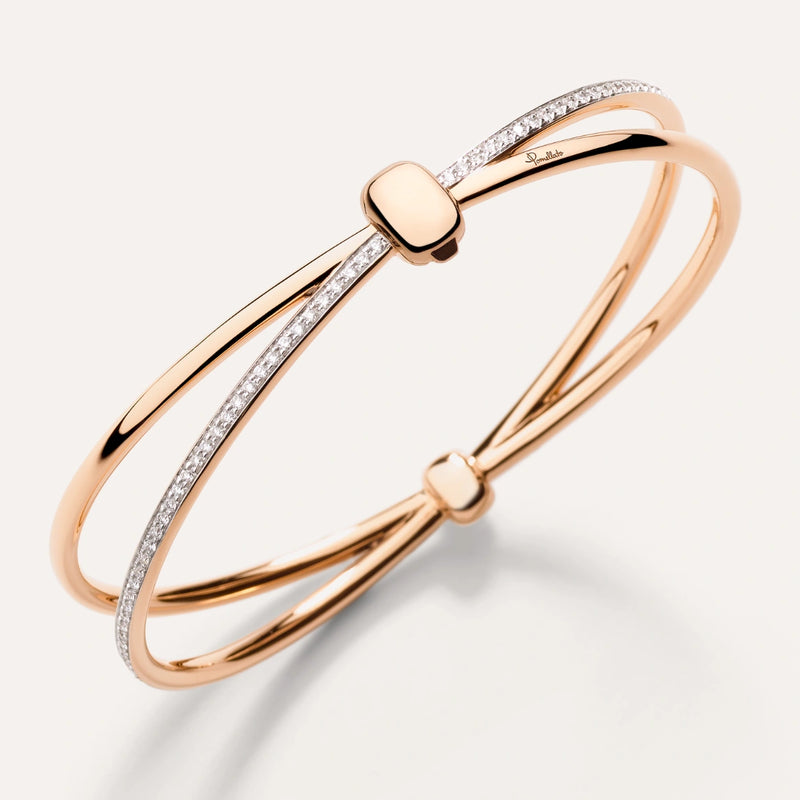 BANGLE TOGETHER ORO ROSA E DIAMANTI BIANCHI