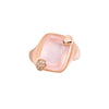 Ritratto anello oro rosa, quarzo rosa e diamanti
