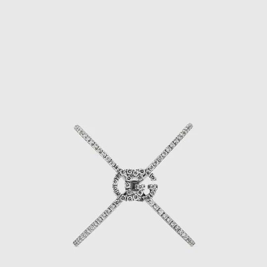 Anello a forma di X GG Running con diamanti